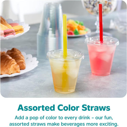 GUSTO [24 oz. - 100 Count Clear Cups with Flat Lids & Straws - Disposable Clear Drinking Cups for Iced Coffee, Cold Drinks, Milkshakes, and Smoothies - Formerly Comfy Package