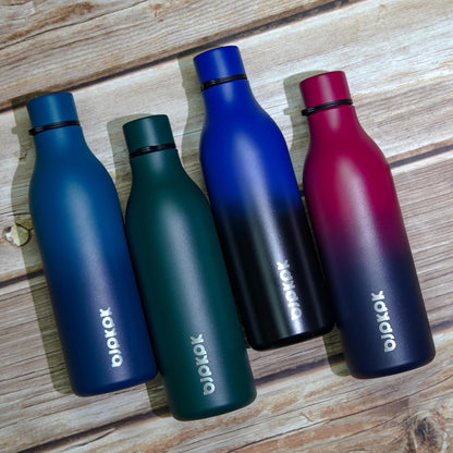 BJPKPK Insulated Water Bottles, 18 oz Stainless Steel Metal Water Bottle with Strap, BPA Free Leak Proof Jugs, Mugs, Flasks, Reusable Thermal Flasks for Sports & Travel, Black - Colors B