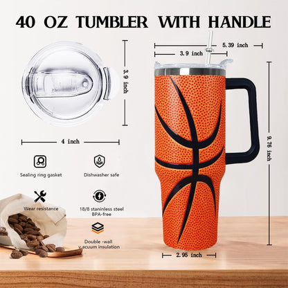 Ceovfoi 40 oz Pickleball Coffee Mug Vacuum Insulated Travel Tumbler with Handle, Lid & Straw - Perfect Pickleball Gifts for Players, Coaches, Lovers | Pickleball Accessories