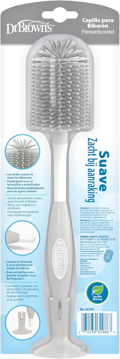 Dr. Brown's Soft Touch No Scratch Baby Bottle Cleaning Brush Nipple Cleaner with Stand and Storage Clip, BPA Free, Blue 1-Pack
