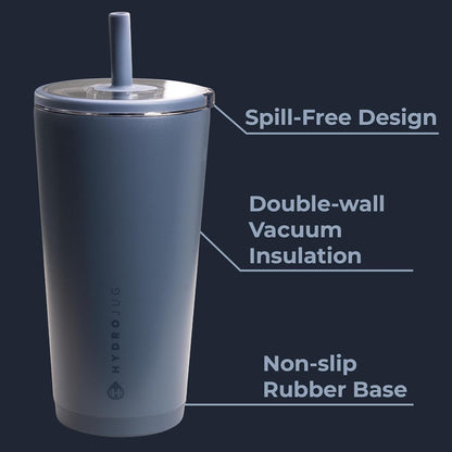 HydroJug Everyday Tumbler 20 oz – Ceramic-Lined Insulated Tumbler with Straw and Soft-Touch Lid, Cup Holder Friendly, Double-Wall Vacuum Insulation, Reusable Travel Cup – Rodeo