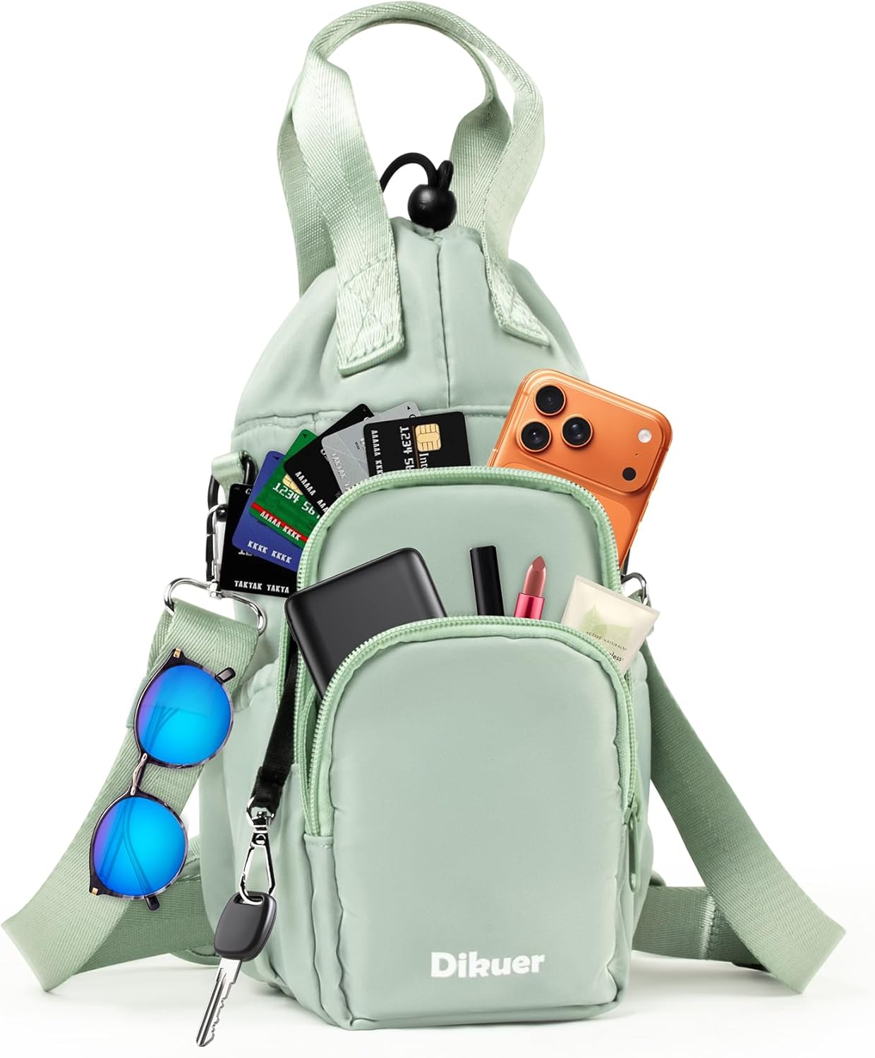 Water Bottle Holder with Strap, 4 Big Pockets with Compartment, 24oz/32oz/40oz Crossbody Water Bottle Carrier Bag