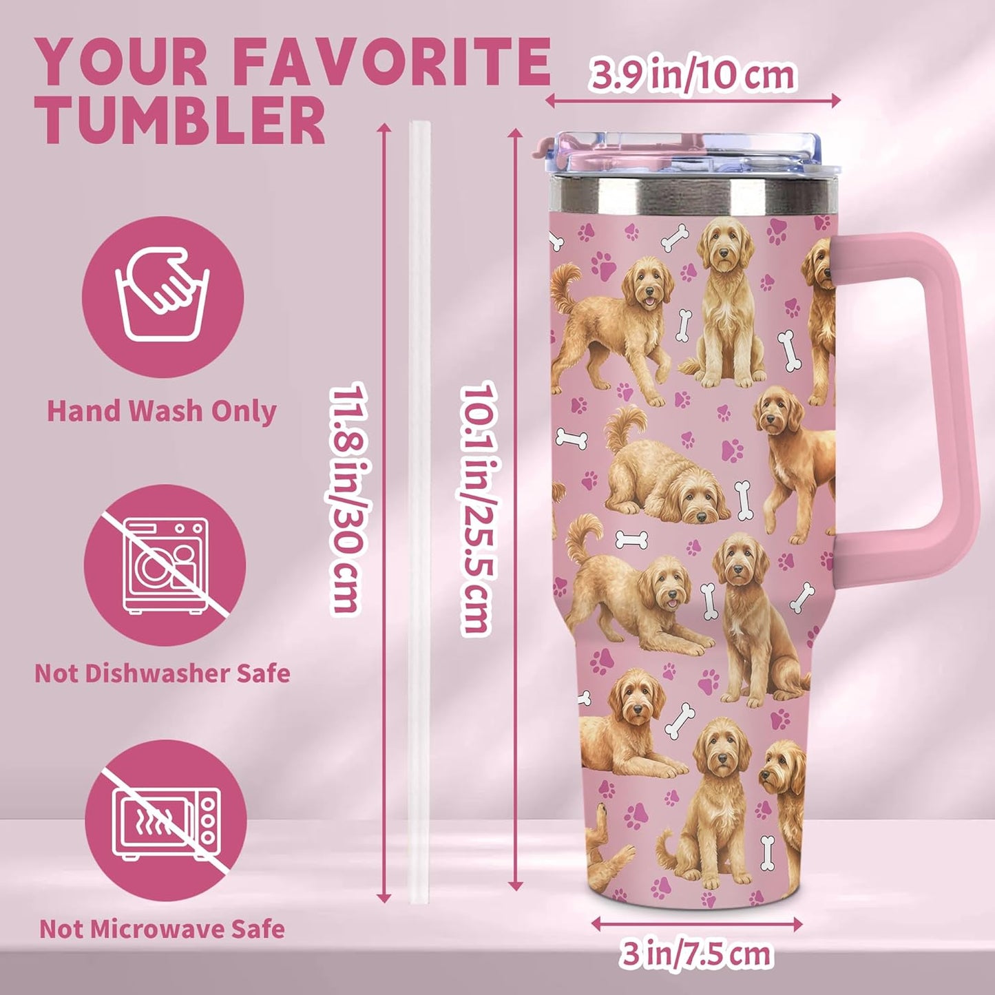 Beagle Gifts for Women Men, 40oz Stainless Steel Insulated Tumbler Travel Cup Mug, Funny and Unique Beagle Gifts for Dog Lover - Colors B