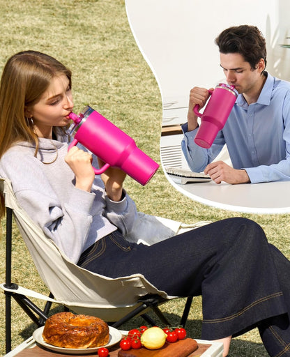 2 Pack Tumbler Flip Straw Lid Replacement Fit for Stanley 40 OZ Quencher, Leak Proof Lid with Straw for Stanley, No Spill Reusable Tumbler Lid Compatible with Stanley Cup Accessories