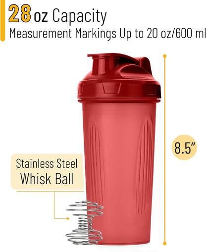 Mr. Pen- Shaker Bottles for Protein Mixes, 28 oz, Leak Proof Shaker Cups with Stainless Steel Wire Whisk Ball for Protein Shakes and Pre Workout