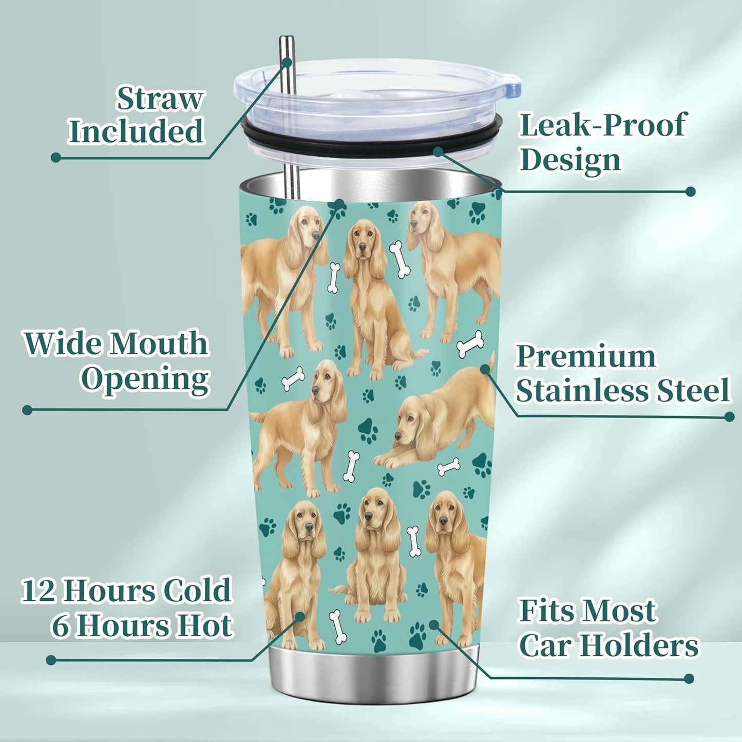 Beagle Gifts for Women Men, 40oz Stainless Steel Insulated Tumbler Travel Cup Mug, Funny and Unique Beagle Gifts for Dog Lover - Colors A