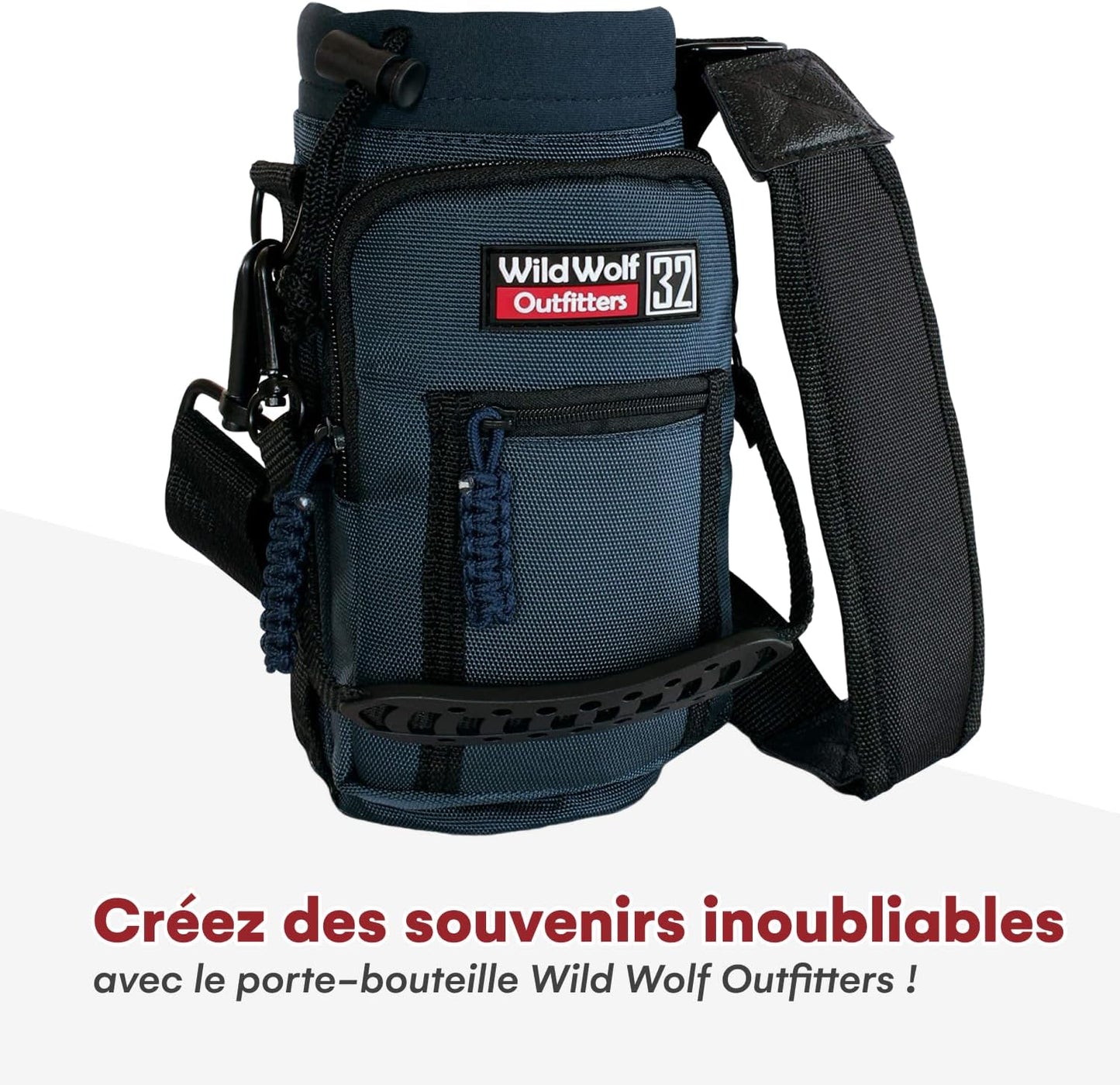 Wild Wolf Outfitters - #1 Best Water Bottle Holder for 32 oz Bottles - Carry, Protect and Insulate Your Flask with This Military Grade Carrier w/ 2 Pockets and an Adjustable Padded Shoulder Strap.