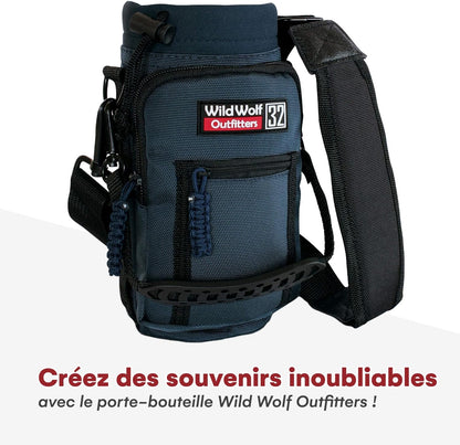 Wild Wolf Outfitters - #1 Best Water Bottle Holder for 32 oz Bottles - Carry, Protect and Insulate Your Flask with This Military Grade Carrier w/ 2 Pockets and an Adjustable Padded Shoulder Strap.