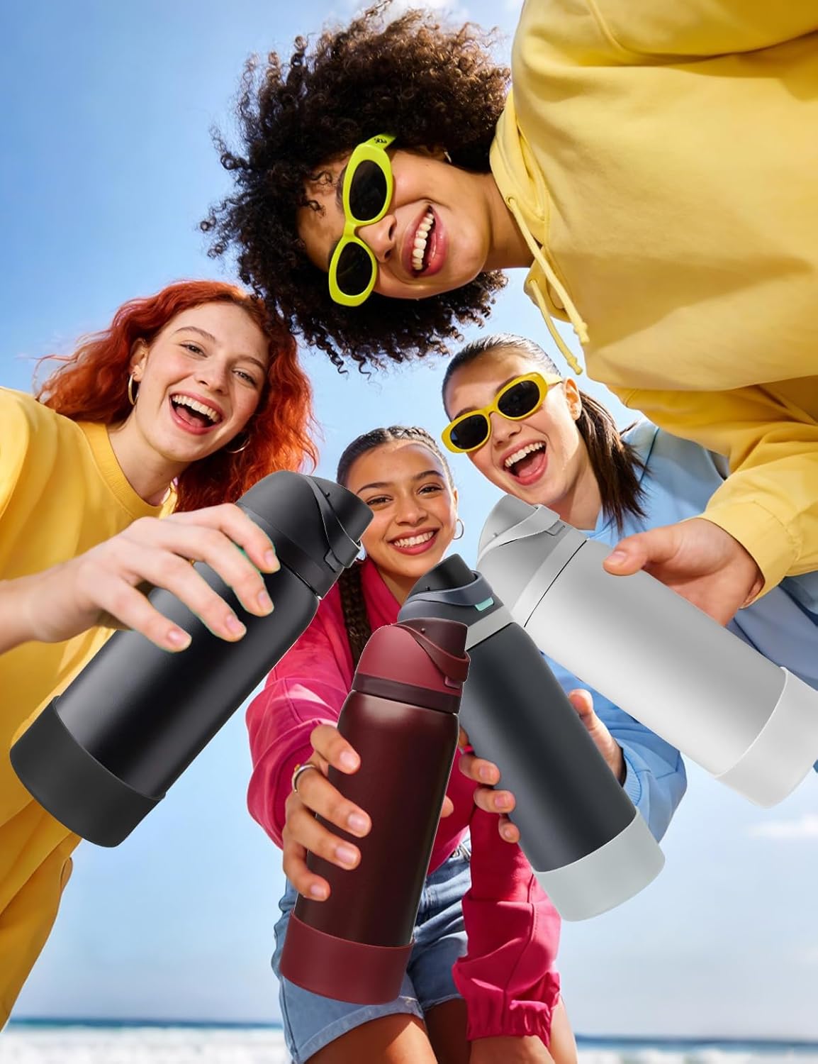 Mity rain 2PCS Silicone Boot for Owala Water Bottle 24 oz 32 oz, Anti-Slip Protective Sleeve Bottom Bumper Protector for FreeSip Stainless Steel Water Bottles Accessories