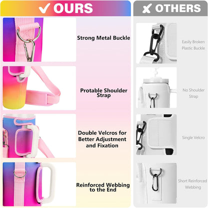 LEFOR·Z Water Bottle Carrier Bag with Phone Pocket Compatible with Stanley/Meoky 40 oz Tumbler with Handle,Water Bottle Holder Pouch with Adjustable Strap Compatible with Stanley Cup Accessories