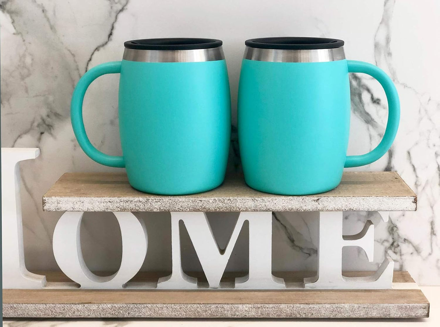 CHILLOUT LIFE Stainless Steel Insulated Coffee Mugs Set of 2 (14oz) – Double Wall Coffee Cups with Spill Resistant Lid & Strong Handle, Shatterproof Cups for Cold Drinks and Hot Beverages