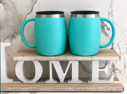 CHILLOUT LIFE Stainless Steel Insulated Coffee Mugs Set of 2 (14oz) – Double Wall Coffee Cups with Spill Resistant Lid & Strong Handle, Shatterproof Cups for Cold Drinks and Hot Beverages