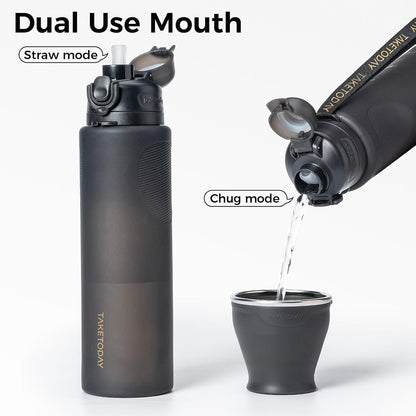 TakeToday Collapsible Water Bottles 32oz, Foldable Travel Bottle, TSA-Approved Leakproof Newly Silicone Water Bottle for Hiking, Travel, Outdoors, Black