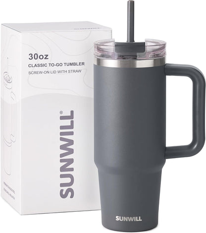 SUNWILL 20 oz Tumbler with Handle and Straw Leak Proof,Travel Coffee Mug with Lid, Stainless Steel Cup Insulated for Office & Gym, Cupholder Friendly, Powder Coated Orchid