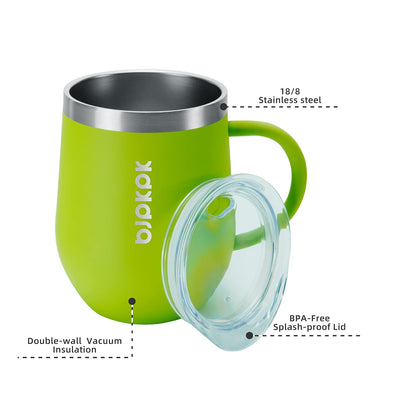 BJPKPK 2 pcs Insulated Coffee Mug, 14oz Insulated Tumbler with Lid, Stainless Steel Coffee Cups with Splash Proof Lid-White