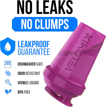 VELOMIX -6 PACK- 20 oz Protein Shaker Bottle for Protein Mixes - 6x Wire Whisk | Leak Proof Shaker Cups for Protein Shakes | Stackable Protein Shaker Bottle Pack | Dishwasher Safe (Pastel Shades)