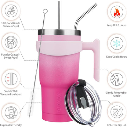 BJPKPK Tumbler With Handle And Straw Lid 40 oz Stainless Steel Insulated Coffee Tumbler Cups For Home, Office or Car,Turquoise
