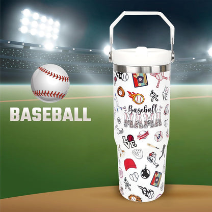30 oz Tumbler with Handle Flip Straw Leak Proof - Pickleball Mug 30oz Tumbler Travel Coffee Mug with Handle - Birthday Gifts for Women Pickleball Lovers Players 30 Ounce Stainless Steel Cup