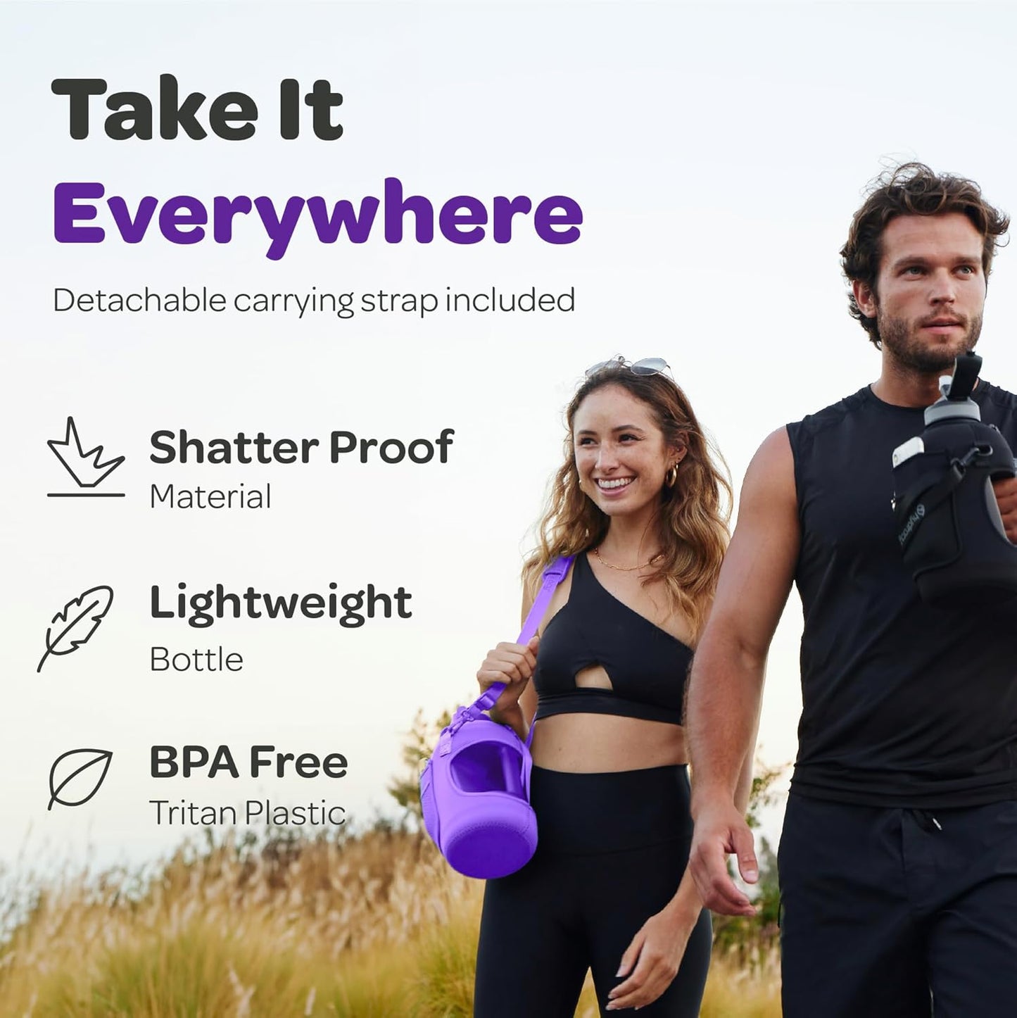 Hydracy Water Bottle with Time Marker -Large BPA Free Water Bottle & No Sweat Sleeve -Leak Proof Gym Bottle with Times to Drink - Ideal for Fitness Sports & Outdoors