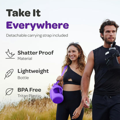 Hydracy Water Bottle with Time Marker -Large BPA Free Water Bottle & No Sweat Sleeve -Leak Proof Gym Bottle with Times to Drink - Ideal for Fitness Sports & Outdoors