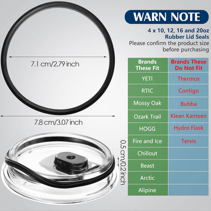 Patelai 6 Pcs 20 oz Replacement Rubber Lid Seals O Shaped Resealable Lid Gaskets for 10, 12, 16 and 20 Ounce Insulated Stainless Steel Tumblers (White)