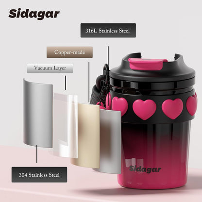SDGA+ 12 oz Travel Coffee Mug Spill Proof Leak Proof, Stainless Steel Thermal Coffee Cup with Lid, Resuable Cup for Hot and Cold, Portable Tumbler for Women, Light Pink