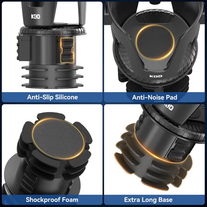 KDD Car Cup Holder Expander - 3 in 1 Cup Holder Adapter with Adjustable Base - Detachable Phone Holder & 360° Rotation Food Tray for Car - Compatible with Vehicles, Car, Road Trip Essentials