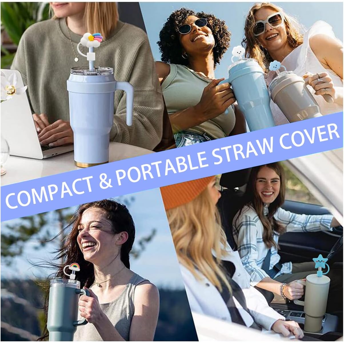 Straw Cover Cap for Stanley Cup,Silicone Straw Topper 10 mm 0.4 in Reusable Straw Tips Lids,Straw Tip Covers for Stanley Cups Accessories
