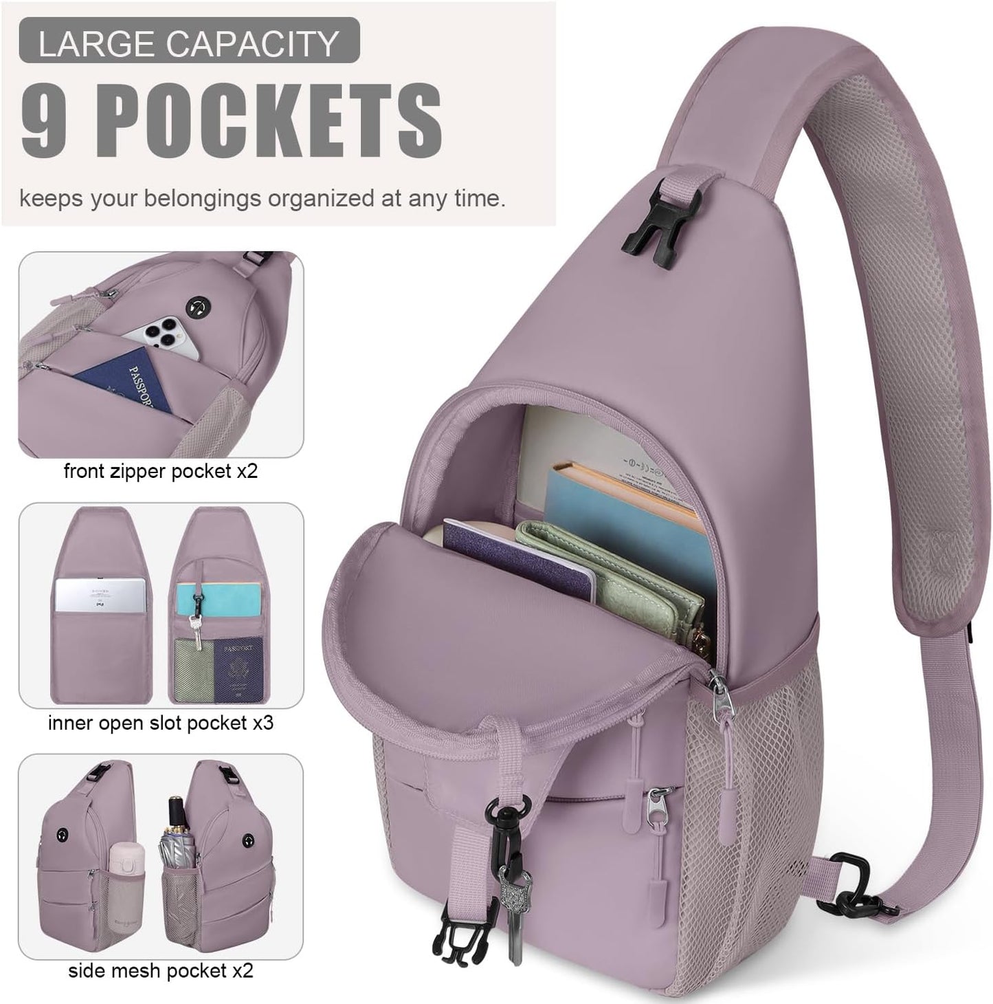 Pritent Crossbody Bags for Women Men Trendy Sling Bag Backpack Casual Chest Bag with Convertible Shoulder Strap