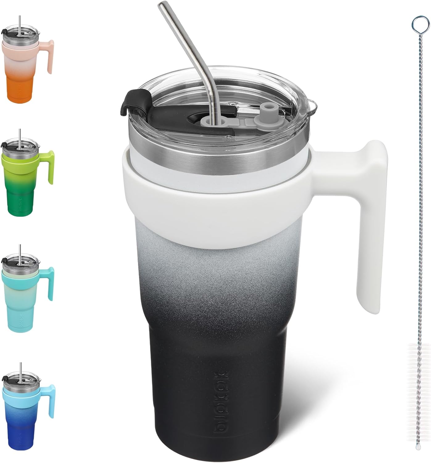 BJPKPK Tumbler With Handle And Straw Lid 40 oz Stainless Steel Insulated Coffee Tumbler Cups For Home, Office or Car,Turquoise