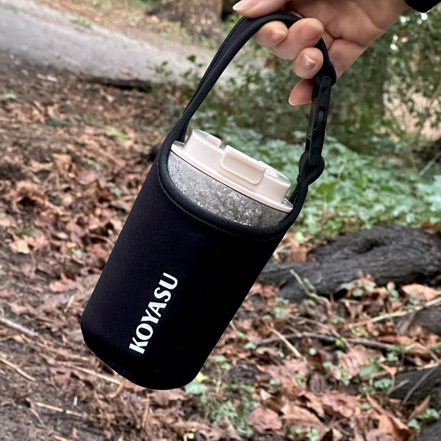 KOYASU Ti-Zen Titanium Travel Coffee Mug - 12oz Ultralight Insulated Tumbler - Leakproof Commuter Cup for Men & Office Desk Accessory - Minimalist Portable Tea Flask for Travel & Car- Indigo Blue