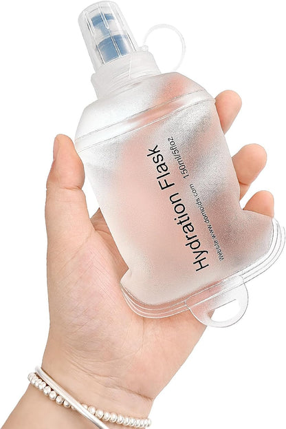 GYGYL Soft Flask, TPU Collapsible Soft Water Bottle for Hydration Pack, Running Vest, Leak-Proof Folding Water Bottle for Hiking Cycling Climbing Jogging-250ml Grey