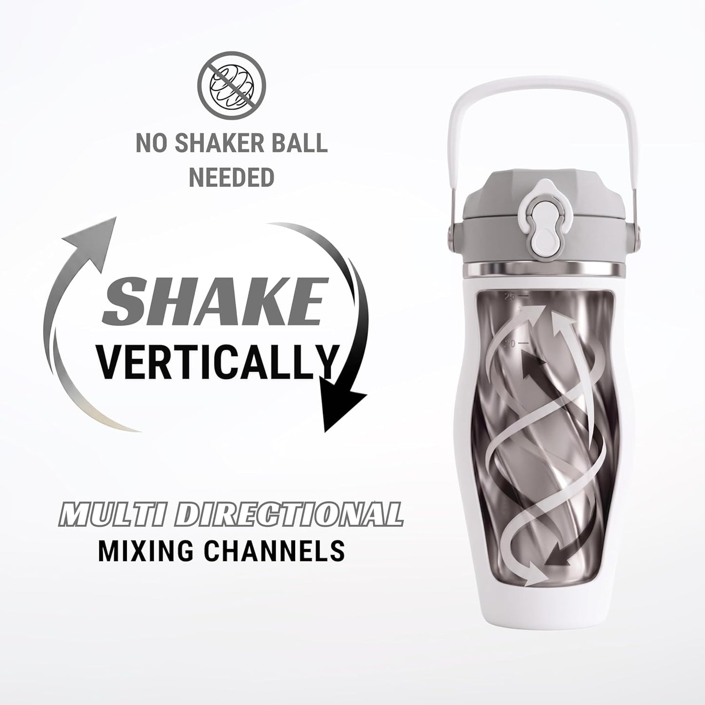 Earth Stone - 24oz Insulated Protein Shaker Bottle - Medical-Grade 316 Stainless Steel - Patent-Pending Clump-Free Design - Odor Proof & Leak-Proof Metal Blender Cup