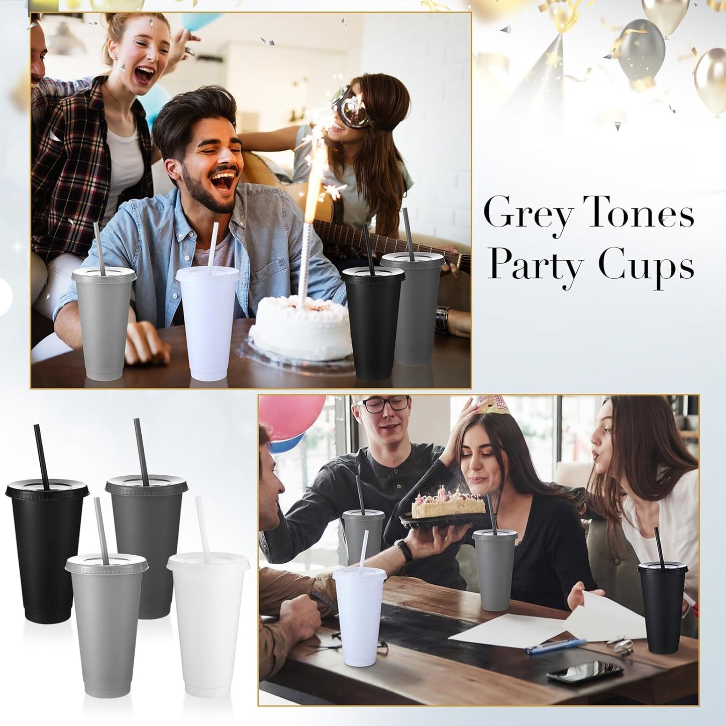 Honeydak 15 Pack Tumbler with Straw and Lid Bulk Cups for Gifts Water Bottle Iced Coffee Travel Mug Cup Reusable Plastic Tumblers for Party Birthdays 24-27 oz (Solid Color)