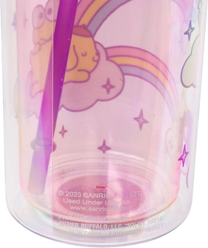 Silver Buffalo Sanrio Hello Kitty Milk Carton Pattern Plastic Boba Tumbler w Lid and Wide Straw, 24 Ounces