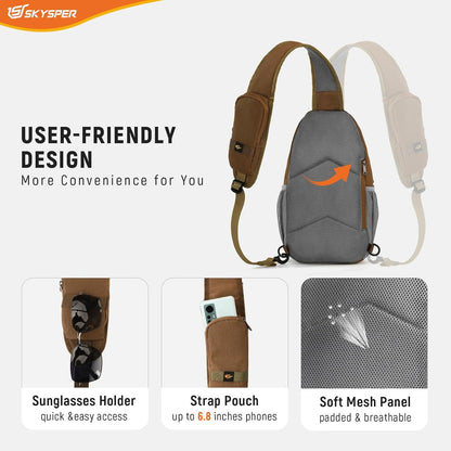 SKYSPER Sling Bag RFID Cross Body Bag Recycled Crossbody Backpack Travel Daypack
