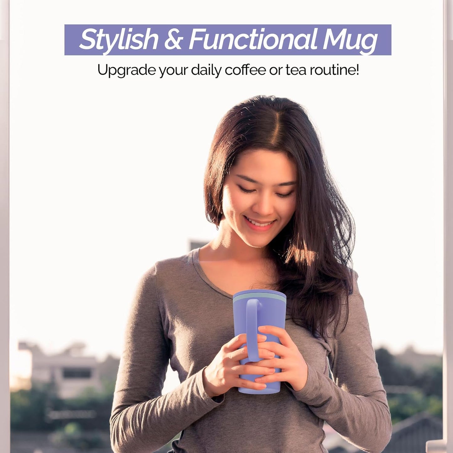 Copco Cone Desk Mug, 16 oz - Double Wall Insulated Coffee Mug with Twist-Off Lid, Handle & Slide Tab - Travel-Friendly Cup for Hot or Cold Drinks, BPA-Free, Microwave & Dishwasher Safe (Brown)