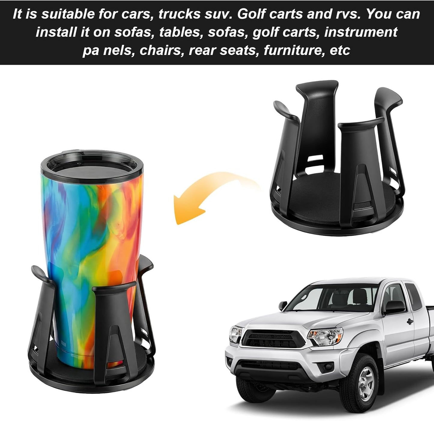 Amaxiu 2 Pcs Car Cup Holder Expander, Adjustable Cup Holder for Cars Automotive Slim Can Cupholder Insert Adapter with Self-Adhesive & Suction Cups Secure Drink Holders for Car SUV Truck