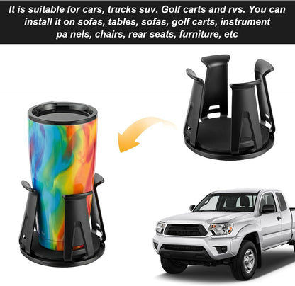 Amaxiu 2 Pcs Car Cup Holder Expander, Adjustable Cup Holder for Cars Automotive Slim Can Cupholder Insert Adapter with Self-Adhesive & Suction Cups Secure Drink Holders for Car SUV Truck
