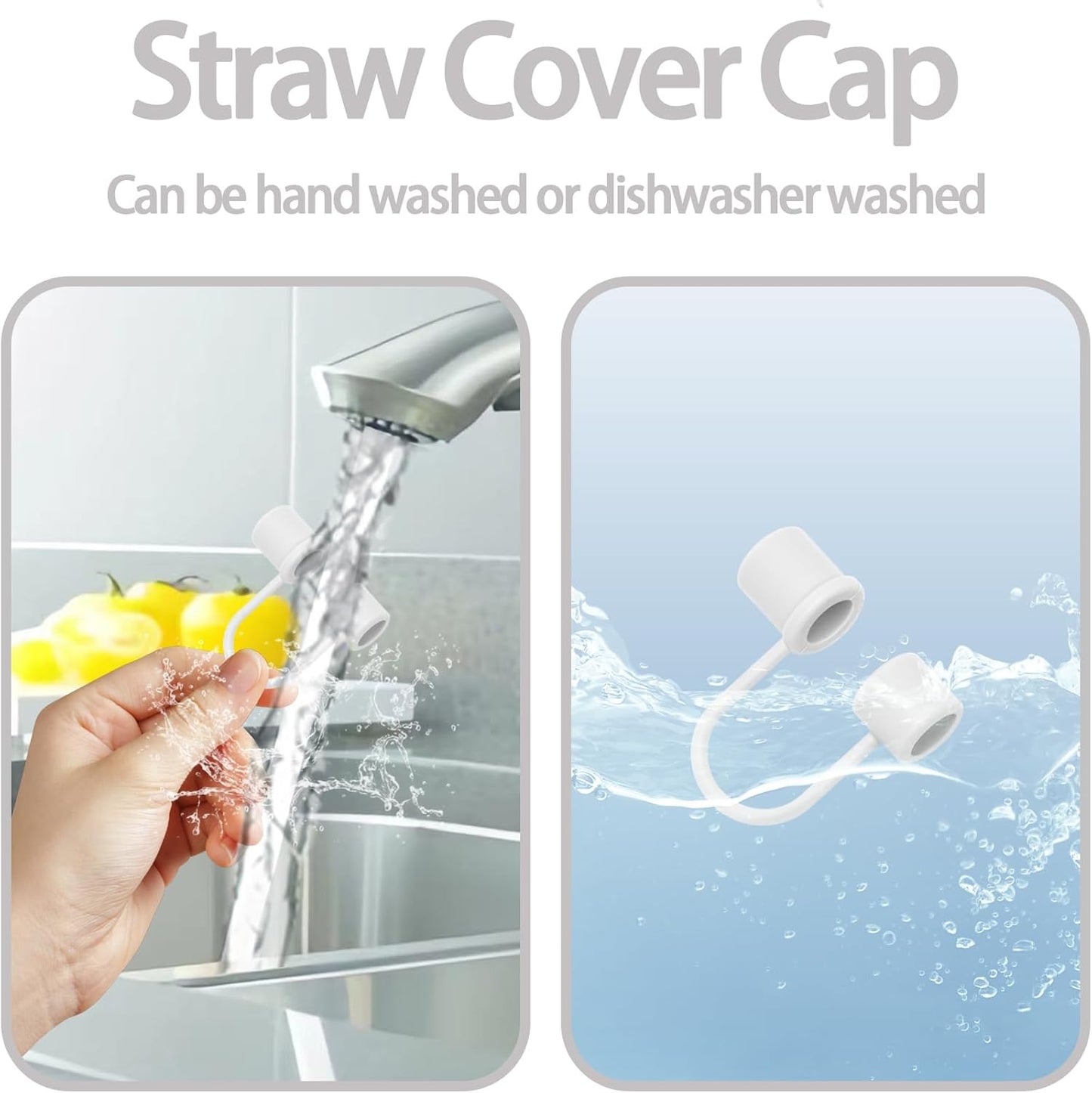 6PCS Silicone Straw Covers Cap Compatible with Stanley Cup 30&40oz Tumbler with Handle 10mm Straw Toppers，Straw Tips Lids Dust-Proof Reusable for Stanley Cup Accessories (White)