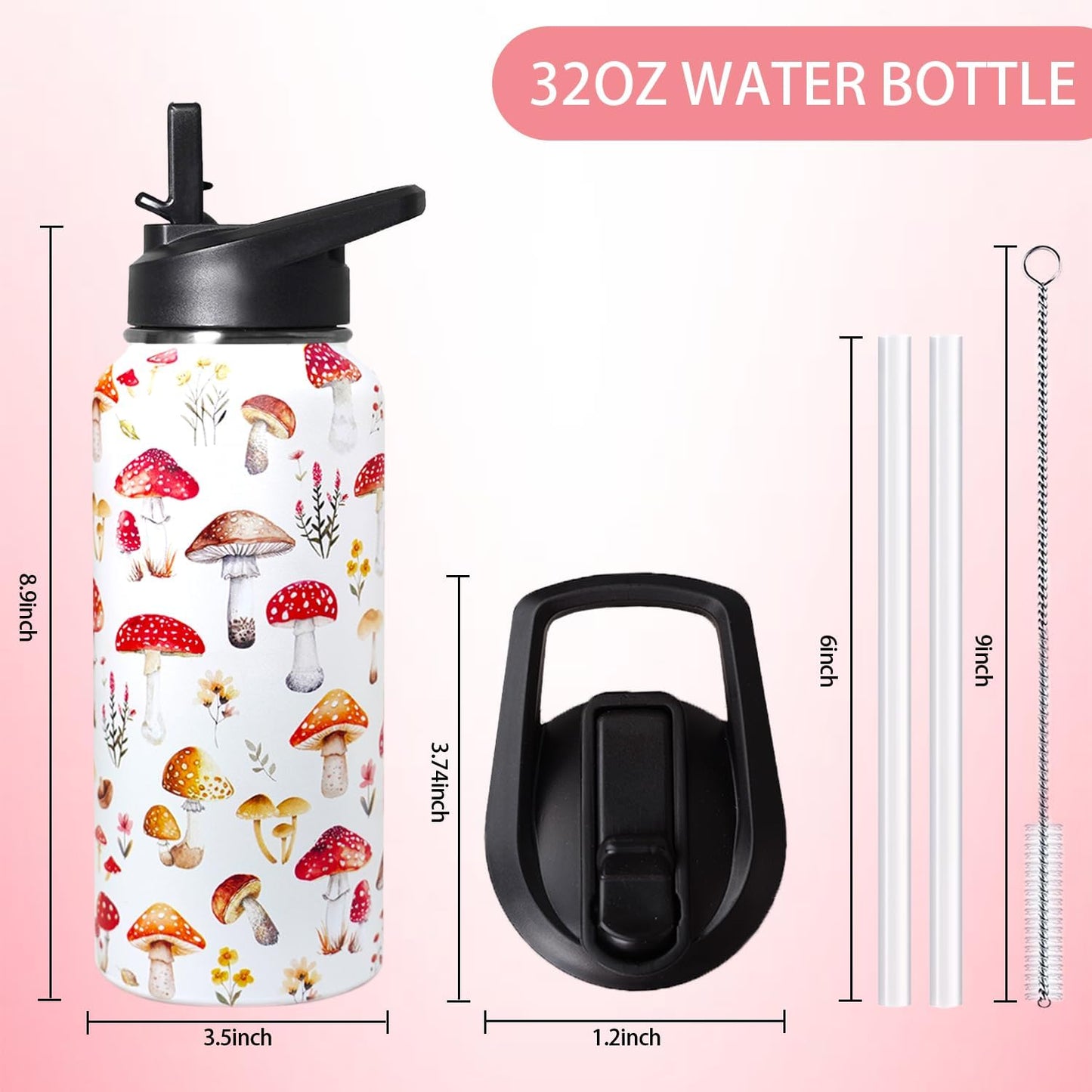 32 oz Pickleball Insulated Water Bottle with Straw - Pickleball Gym Hiking Sports Coffee Mug | Perfect Pickleball Gifts for Women, Pickleball Decor Accessories