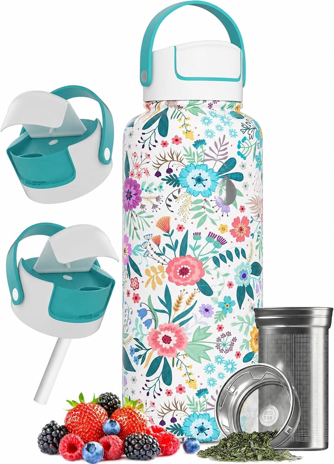 22 oz Ceramic Lined Tea Infuser Travel Tumbler, Micro-Mesh Stainless Steel Infuser, Pure Taste Ceramic Interior, Triple Insulated 12hr Hot Cold, Dual Sip & Straw Lid, Scratch-Resistant
