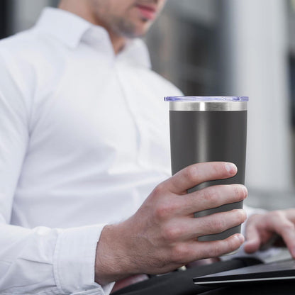 20 oz Tumbler Coffee Travel Tumblers Bulk with Lid Stainless Steel Double Wall Vacuum Insulated Mug Powder Coated Cups fit Car Cupholder for Hot and Cold - Stainless Steel, 4Pack