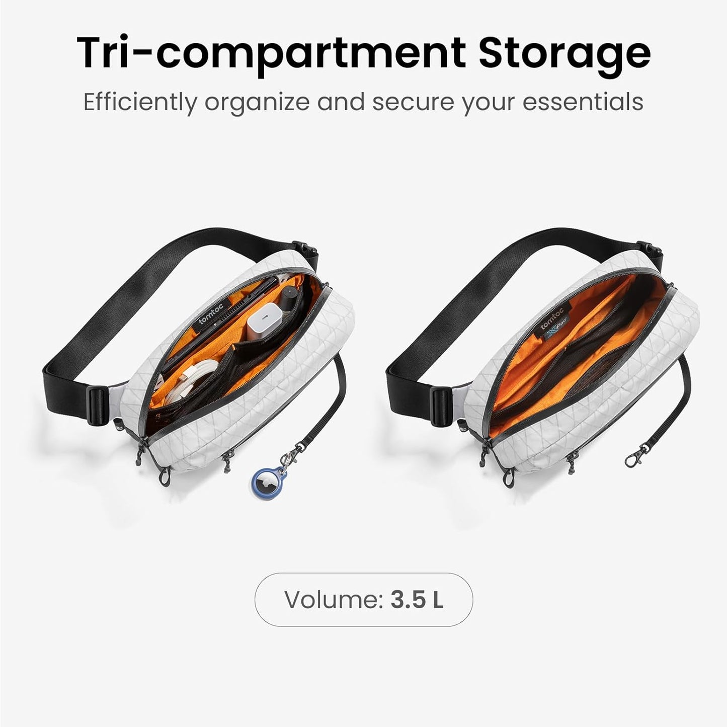 tomtoc 3.5L Sling Bag with RFID Blocking, Crossbody Bag Chest Shoulder Pack for Men and Women, Water-resistant Lightweight Casual Waist Fanny Pack for Travel/Daily Use