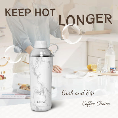 Allcho Insulated Water Bottle for Women, 18oz Stainless Steel Leak Proof Tumbler with 2 Lids, BPA-Free Tritan Chug & Straw Lid, Double Wall Vacuum Flask
