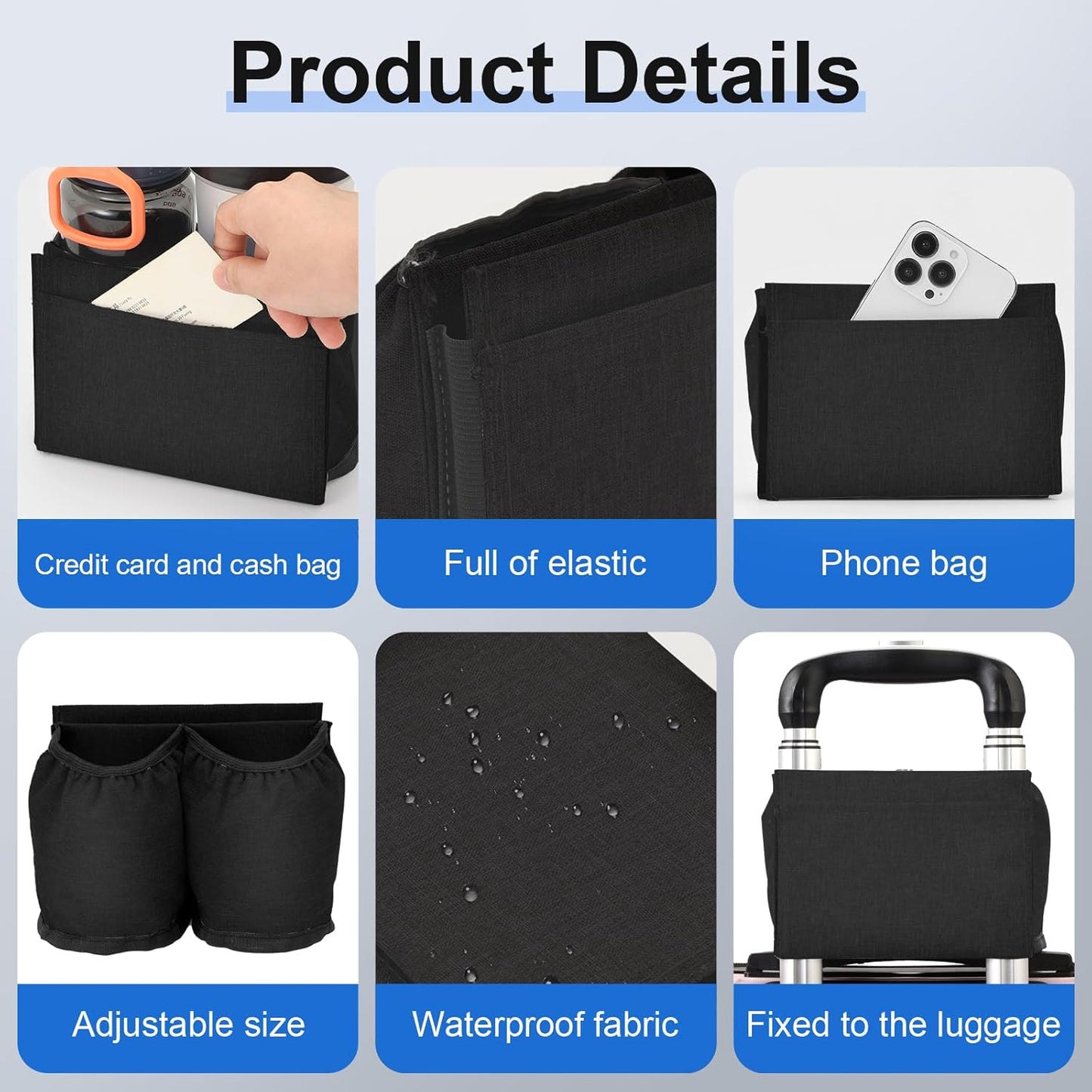 Luggage Cup Holder for Suitcases Free Hands, Travel Accessories, Luggage Cup Caddy Gifts, Beverage Holder, Universal Luggage Accessories for Flight Attendants, Business Travelers, Grey