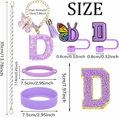 7pcs Cup Accessories for Stanley 30/40oz Tumbler, Handle Strap, Straw Cover, Silicone Boot, Letter Charm Stickers