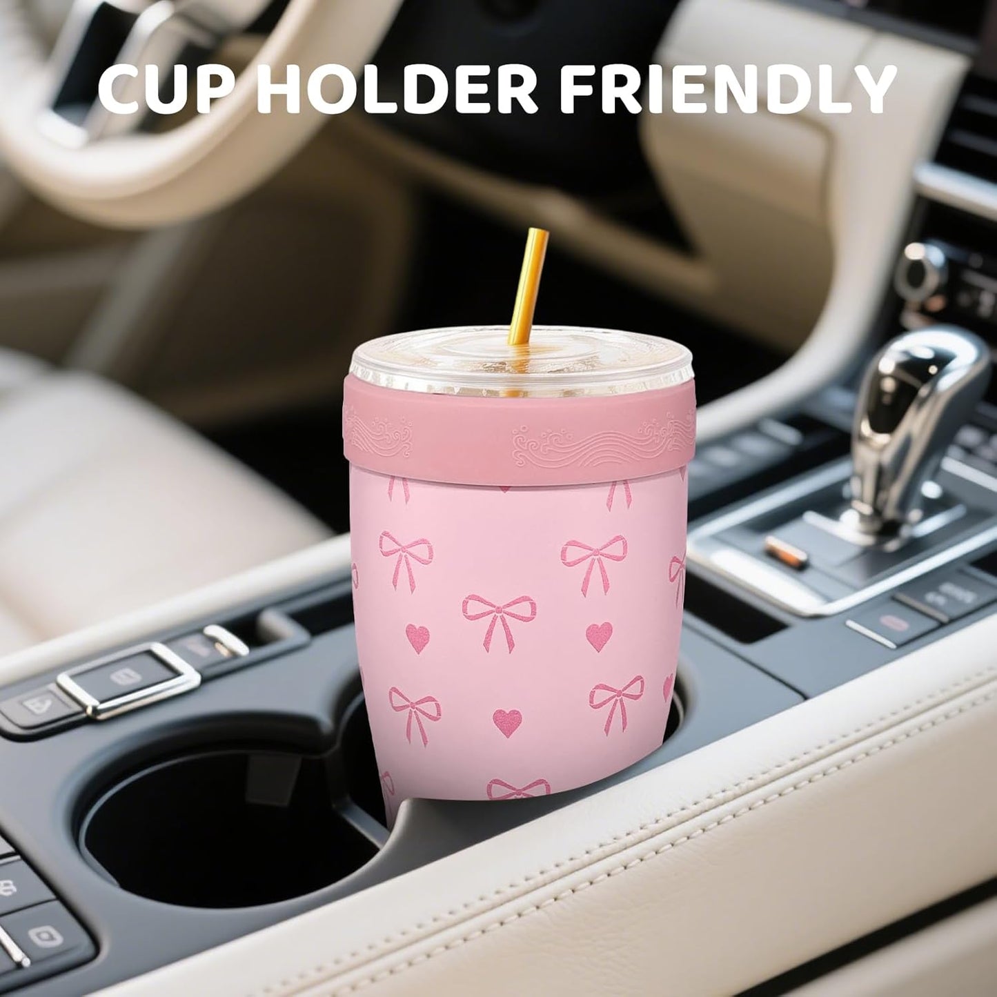 Universal Iced Coffee Sleeve,32oz Double Wall Stainless Steel Insulator Fits 16-32oz Starbucks/Dunkin/McDonalds Cups,Reusable Iced Coffee Cup Holder,Leak-Proof Tumbler for Hot,Cold Drink