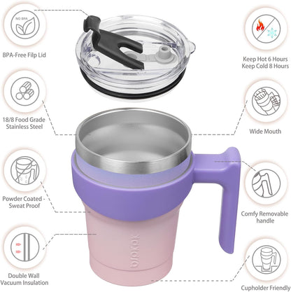 BJPKPK Tumbler With Handle And Straw Lid 40 oz Stainless Steel Insulated Coffee Tumbler Cups For Home, Office or Car,Turquoise