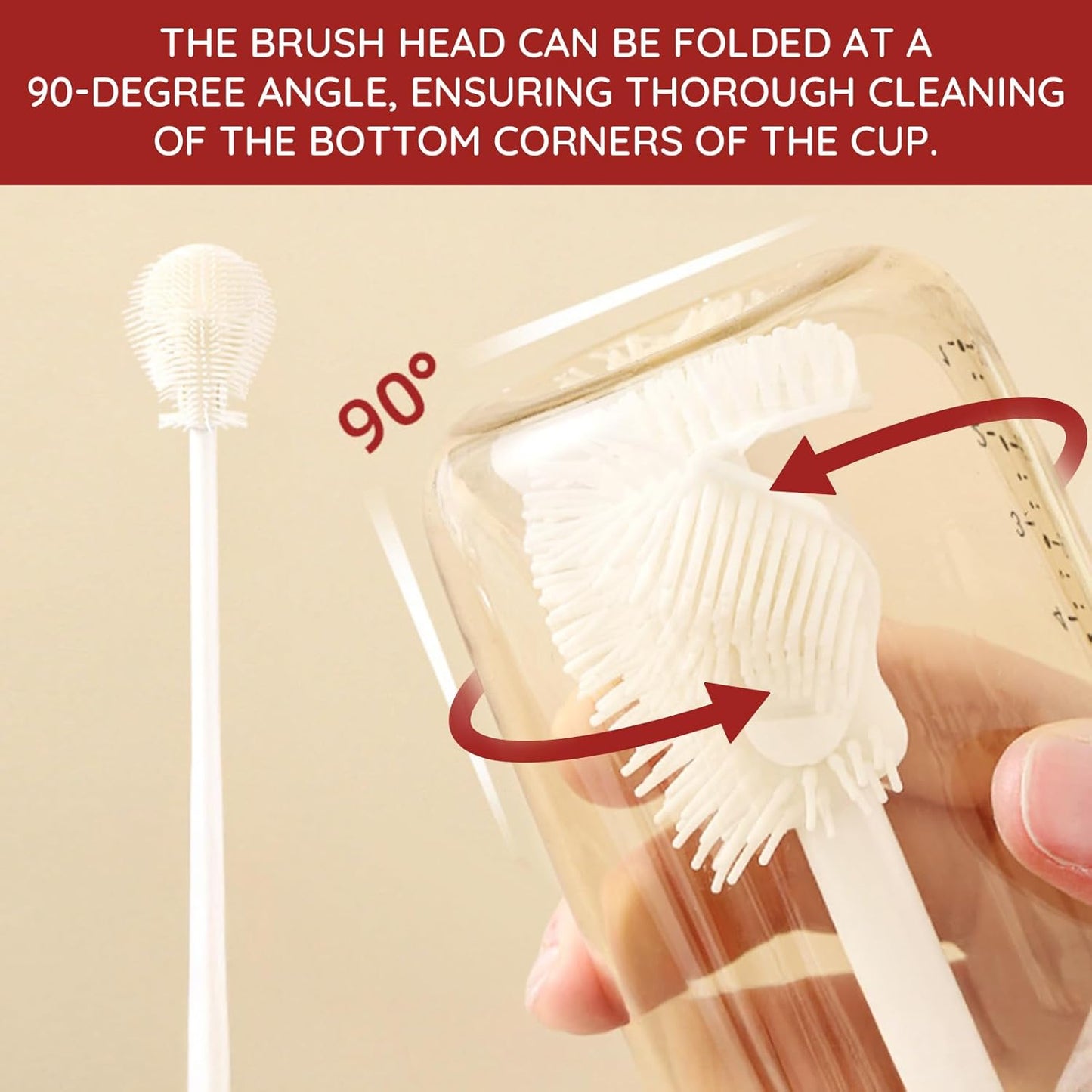 4PCS 360° Flexible Silicone Bottle Brush with Long Handle Soft Bristle Baby Bottle Brush Cleaner for Narrow Neck Water Bottles Straws Jars Deep Cleaning Brush Set 2025 New Bottle Cleaning Brush